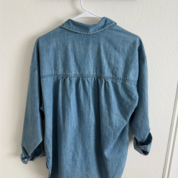 Pilcro Blue Denim Button Down Shirt with Silver Embellishments - Picture 6 of 6